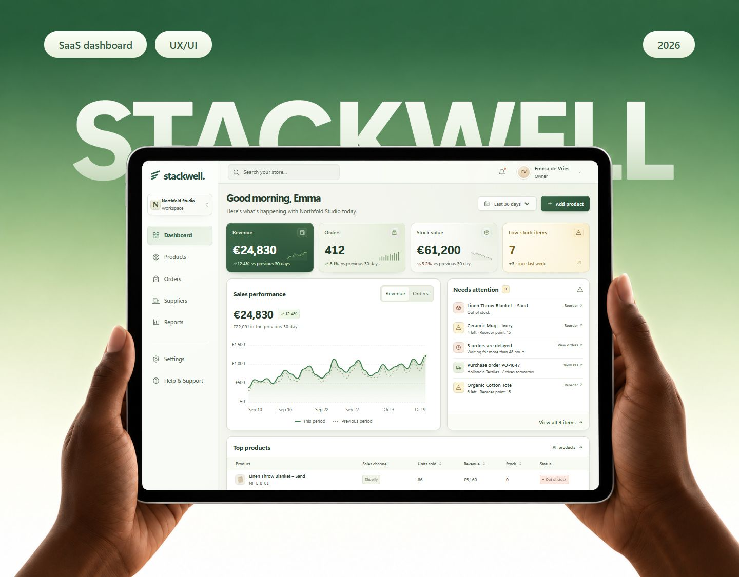 Stackwell SaaS dashboard design